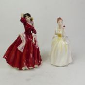 Royal Doulton lady figurines, Ellen HN4231 and Flower of Love HN2460 (2).