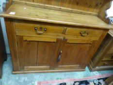 Pine Welsh Dresser, 2 drawers and 2 doors to the base section with plate rack above, W 125cm, D