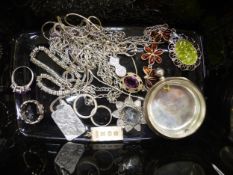 A parcel of mixed sterling silver items to include a pocket watch case (glass present, Chester