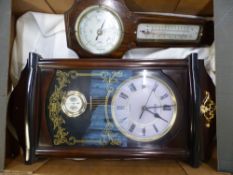 Wall hanging aneroid barometer, together with a reproduction Acctim wall clock (1 tray).