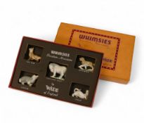 Wade Whimsies porcelain miniatures in original box to include:- Fox Cub, Retriever, Badger, Stoat,