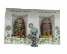 Irish Wade Lucky Leprechaun Twins Larry & Lester (boxed) together with a Whimsies green