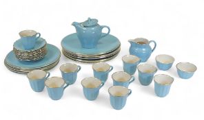 Wade Golden Turquoise part coffee and dinner set to include coffee pot, eleven coffee cans, ten