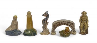Wade Set of Aquarium Figures to include:- diver, seahorse, mermaid, bridge, lighthouse, sea snail.