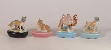 Wade early candle holders to include:- Corgi on pink base, Alsatian on black base, Boxer on blue