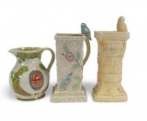 Wade birdbath jug or budgerigar jug, Paramount Pottery Company Art Deco vase with a bird handle