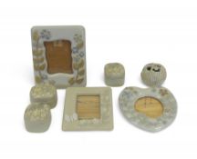 A collection of Wade trinket boxes and picture frames, decorated with floral patterns. (Small Tray)