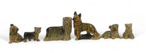 Wade Whimsies set of three Toy Yorkshire Terrier, Mother and Puppies, set of three Alsatian Mother