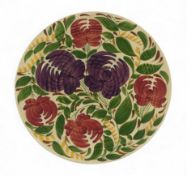 Wade, hand-painted floral on cream background decorative plate. (D: 31cm)