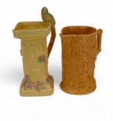Wade Heath Flaxman Art Deco Budgie Bird Bath jug/vase together with Wade woodland scene pitcher/jug.