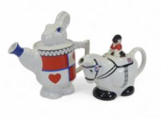 Wade Novelty Teapots to include GB Dressage Rider together with Alice in Wonderland White Rabbit (