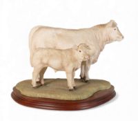 Border Fine Arts Charolais Cow and Calf, model no.B0742 by Jack Crewdson, limited edition no.192
