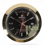 Luxury Watch Inspired Wall Clock. Diameter: 34cm. Untested.