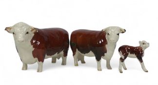 Beswick, Hereford Cattle family compromising Champion of Champions Hereford Bull and Cow and calf