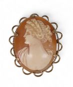 9ct gold oval Cameo brooch, 4 x 3cm, 10g.