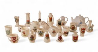 A collection of miniature crested china including Peter Rabbit Teapot etc