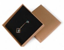 9ct gold pendant and chain,pendant set with aqua coloured stones,3.7g.