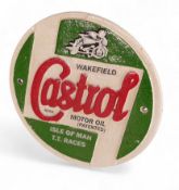 Castrol Motor Oil cast iron advertising sign. (D: 23cm)