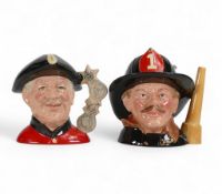 Royal Doulton large character jugs to include Chelsea Pensioner D6817 and The Fireman D6697, with