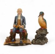Wolfgang Amadeus Mozart(1756-1791) by Studio Potter Reg Johnson (A/F base) together with King Fisher