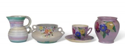 A collection of Carlton Ware small Handcraft items including floral cup and saucer and vase, two