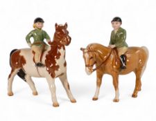 Beswick, to include Girl on a pony, 1499 and Boy on a Pony, 1500. (2)