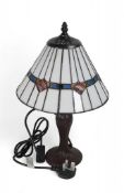 A Tiffany Style glass table lamp. (H: 43cm, diameter of lamp shade 25cm)