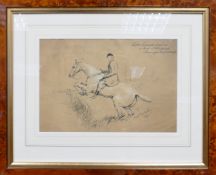 Basil Nightingale (1864-1940), framed pencil drawing, titled 'Lord Lonsdale gives us a look at