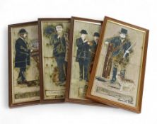 Four Maw & Co. Framed Tile Plaques - Street Trader, Street Musicians, Gamekeeper & Chimney Sweep. (