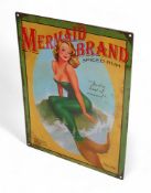 Medium size Enamel 'Mermaid Brand' Spiced Rum advertising sign. (H: 40cm x W: 30cm)