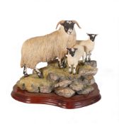 Border Fine Arts Ewe and a pair, model no.B0238 by Ray Ayres, limited edition no.774 of 1750.