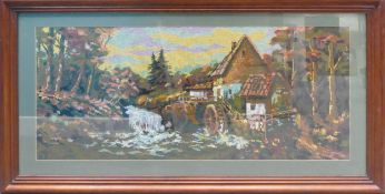 Large Framed Needlepoint Picture, H73cm x L133cm. Courier or Collection only.
