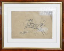 Basil Nightingale (1864-1940), framed pencil drawing, titled 'Doing a bit on his own' (drawn for