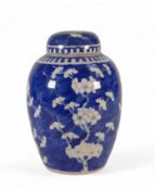18th Century Chinese porcelain ginger jar decorated with prunus, probably Kangxi period 1662-1722,