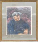 Shian Hartshorn, 20th Century North/West artist, watercolour portrait of an man wearing cap, 52 x