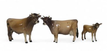 Beswick, Jersey Cattle family compromising Ch. Dunsley Coy Boy, 1422, Cow Ch. Newton Tinkle, 1345