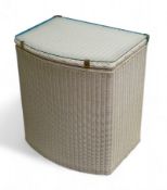 Lloyd Loom glass topped Laundry Basket by W. Lusty & Sons Ltd, white with original label. Measures