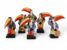 Carltonware miniature toucan band. (6)