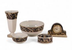 Wedgwood 'Cornucopia' design to include:- footed fruit bowl, oval lidded trinket box, footed hexagon