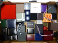 A collection of empty jewellery boxes, including Beaverbrooks, Goldsmiths and Wedgwood examples, etc