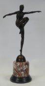 A good bronze Art Deco reproduction figure of a Lady dancer after the original by Ferdinand