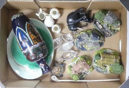 A mixed selection of ceramics to include:- Wedgwood Green Shell Plate, Wade Tortoise, W.H. Goss