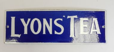 Enamel 'Lyons Tea' advertising sign. (H: 10cm x L: 30.5cm)