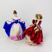 Royal Doulton lady figurines, Top o' the Hill HN1834, together with Sara HN3308 (2).