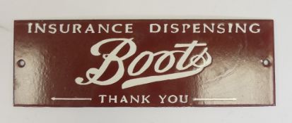 Enamel 'Boots' advertising sign. (H: 10cm x L: 30.5cm)