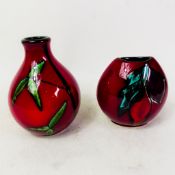 Poole Pottery Vases x 2, decorated in vibrant glazes, height of tallest 13cm (2).