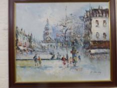 RANDELL DAVEY (American artist 1887-1964): An oil on canvas depicting a Parisian street scene,