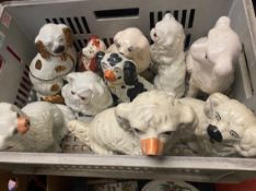 A collection of Staffordshire-type dogs, including some with damages noted (10).