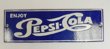 Enamel 'Pepsi-Cola' advertising sign. (H: 10cm x L: 30.5cm)