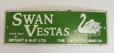 Enamel 'Swan Vestas' advertising sign. (H: 10cm x L: 30.5cm)